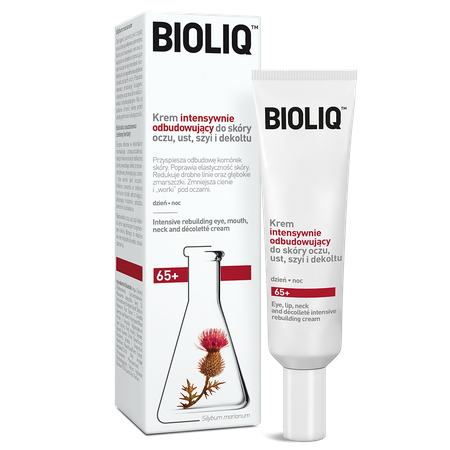 Bioliq 65 + интенсивный восстанавливающий крем для кожи глаз, губ, шеи и декольте Bioliq 65+ Krem intensywnie odbudowujący do skóry oczu, ust, szyi i dekoltu
